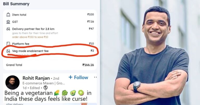 Zomato CEO Deepinder Goyal Responds After Veg-Mode Fees Charged On Platform