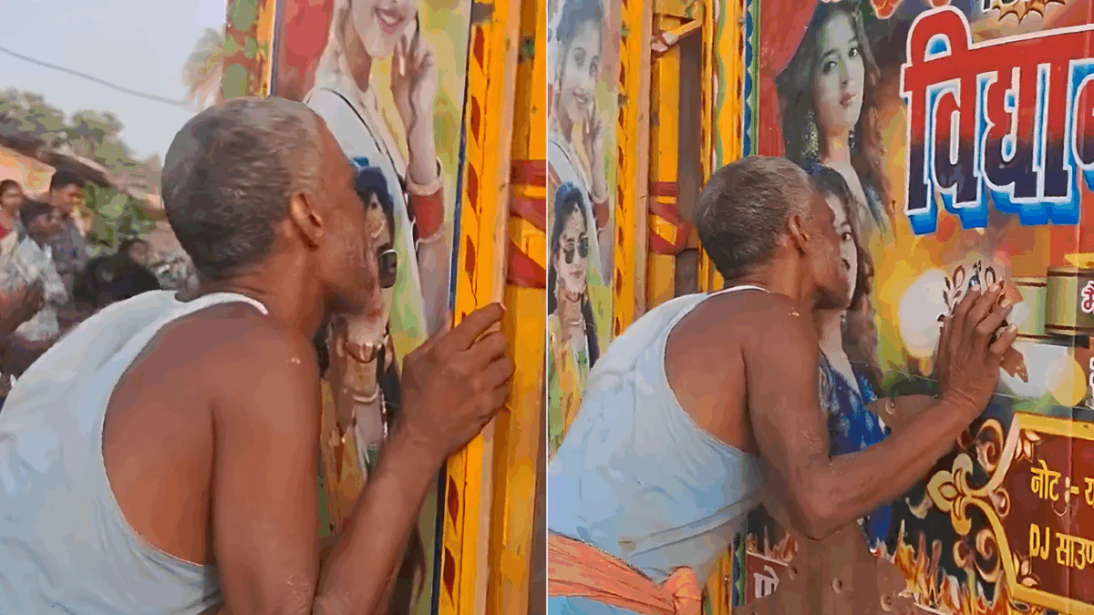 'Horny B**tards': Bihar Man Caught Licking Posters Of Women On Truck, Viral Video Sparks Outrage