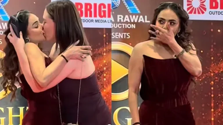 Woman Kisses Nikita Rawal On Red Carpet, Actress Left Shocked