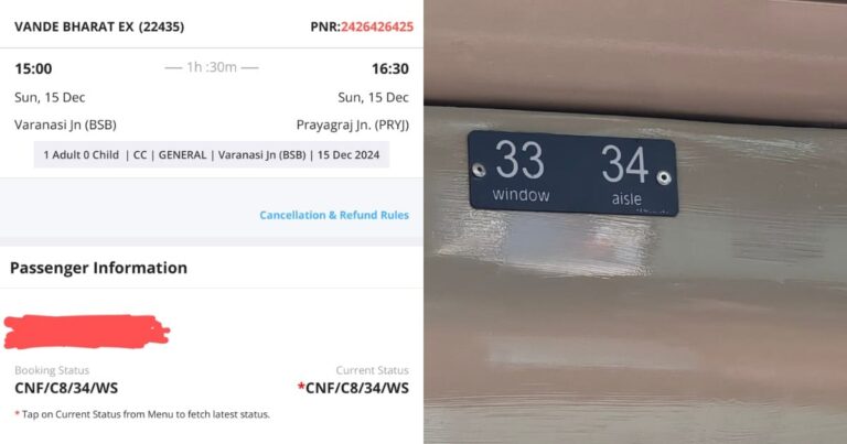 Railway Responds After Vande Bharat Passenger’s Booked Window Seat Turns Out To Be An Aisle