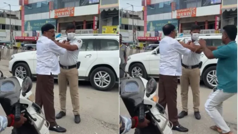 JDS Leader Grabs Traffic Cop By Collar, Tries To Kick Him In Bengaluru