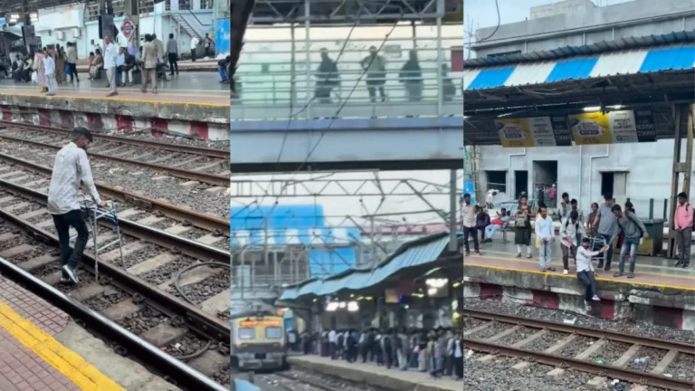 Viral Video: Disabled Man Crosses Railway Tracks Seconds Before Train Arrives; Internet Questions Infrastructure