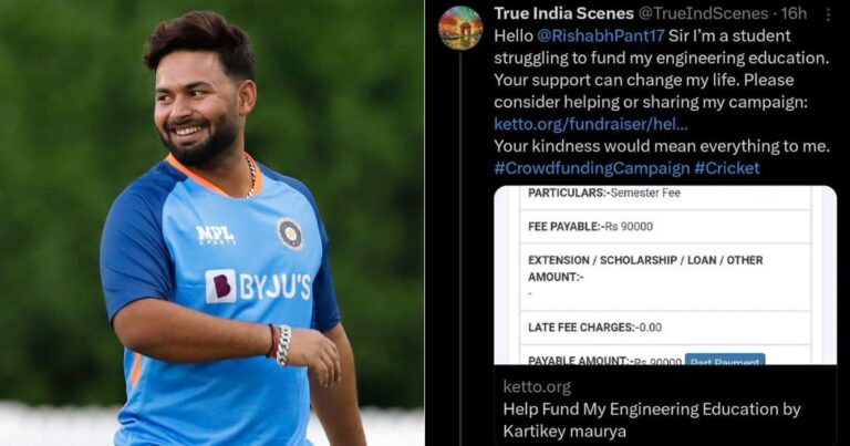 Rishabh Pant Responds To A Man Asking For ₹90,000 For Engineering Fees
