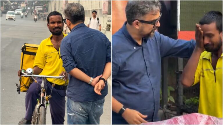 Blinkit Delivery Worker Gets Emotional After Receiving a Motorbike Reportedly Sent by Anant Ambani